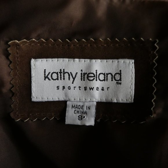 Kathy Ireland Vest Leather Suede Vintage Dark Brown Western Slot Pockets S - Picture 8 of 10